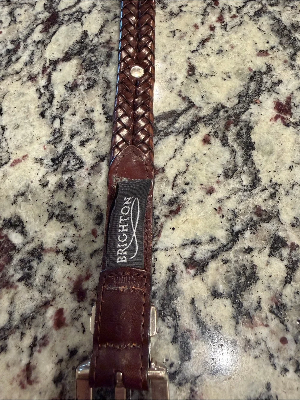 Brighton Braided Brown Leather Wrap Belt with Silver-Tone Buckle